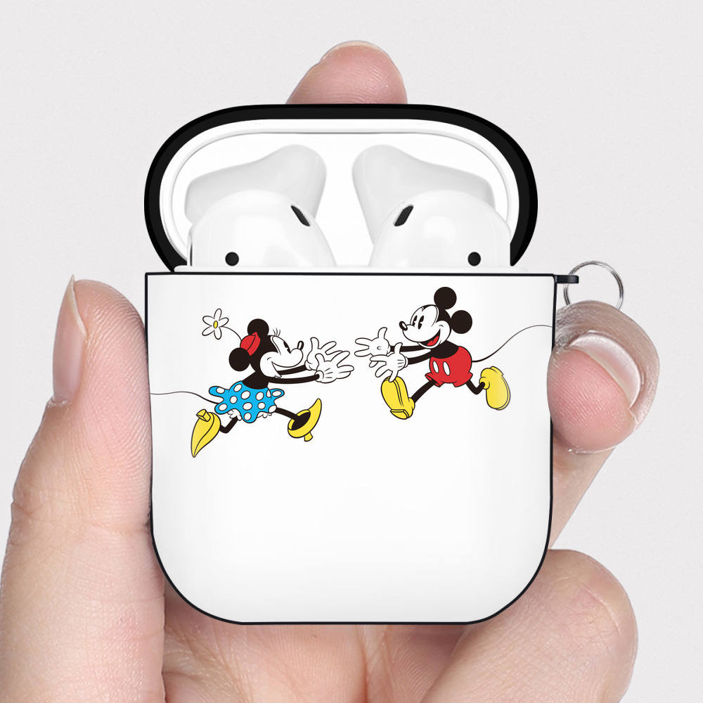 （画像用） ミッキーマウス Mickey Mouse AirPods 第2世代保護ケース ハードシェル ブラック 耐衝撃・防指紋・カラビナ付き