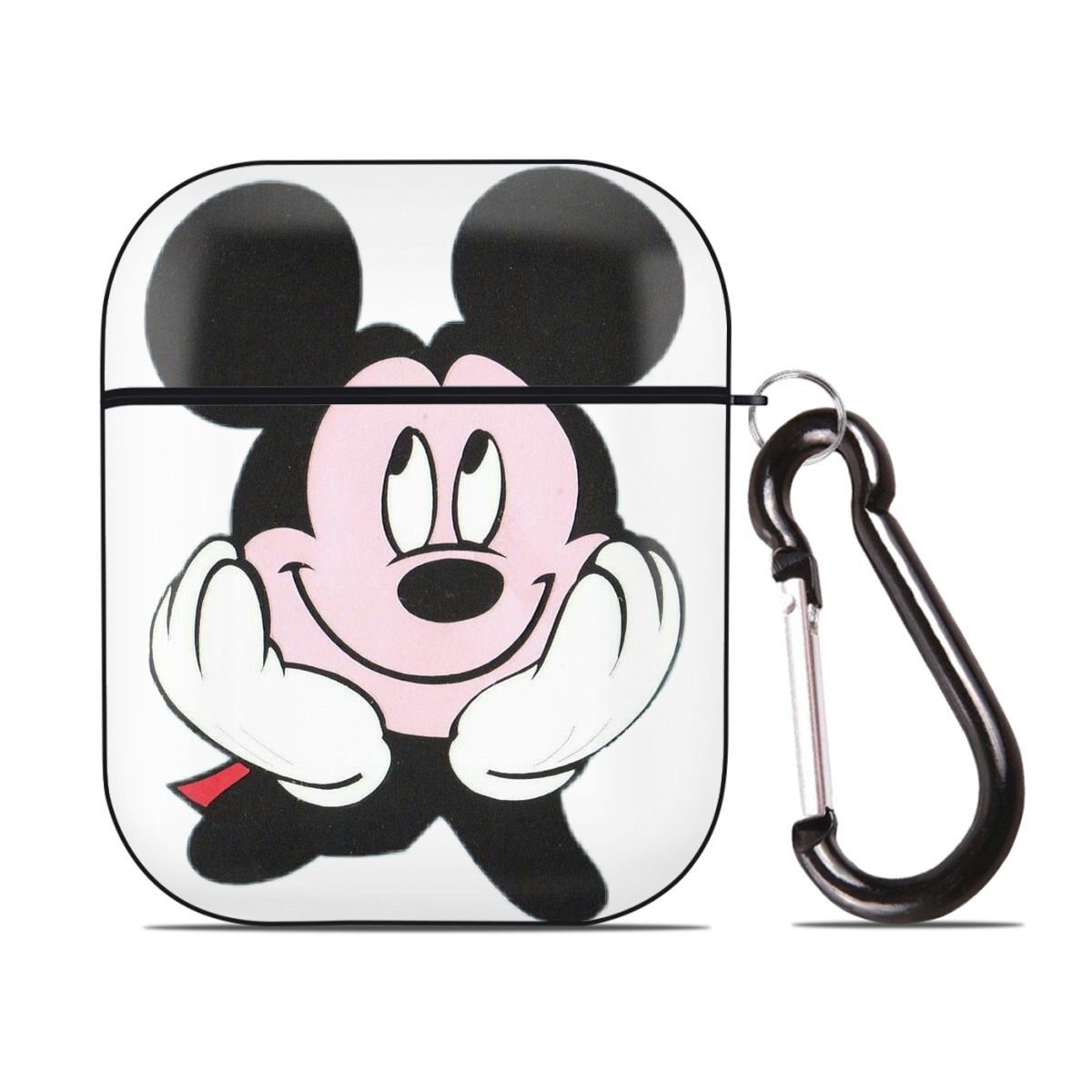 （画像用） ミッキーマウス Mickey Mouse AirPods 第2世代保護ケース ハードシェル ブラック 耐衝撃・防指紋・カラビナ付き