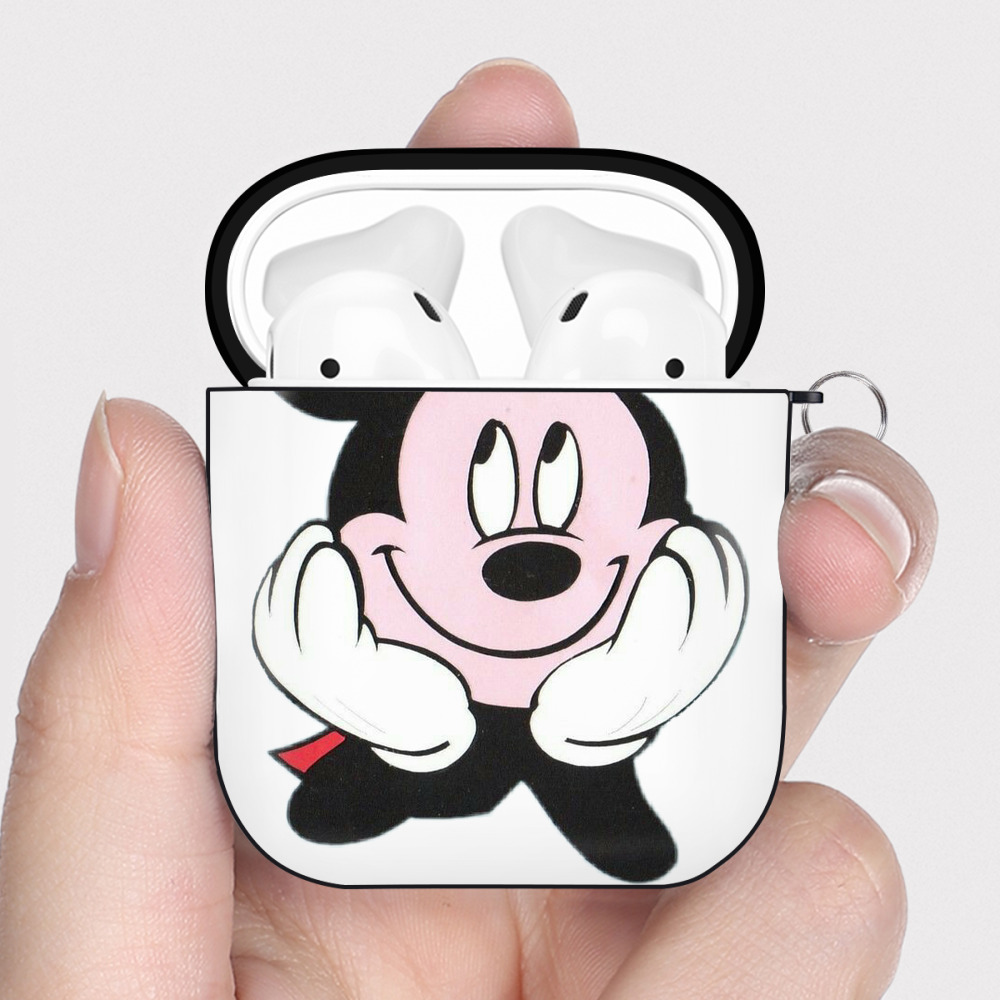 （画像用） ミッキーマウス Mickey Mouse AirPods 第2世代保護ケース ハードシェル ブラック 耐衝撃・防指紋・カラビナ付き