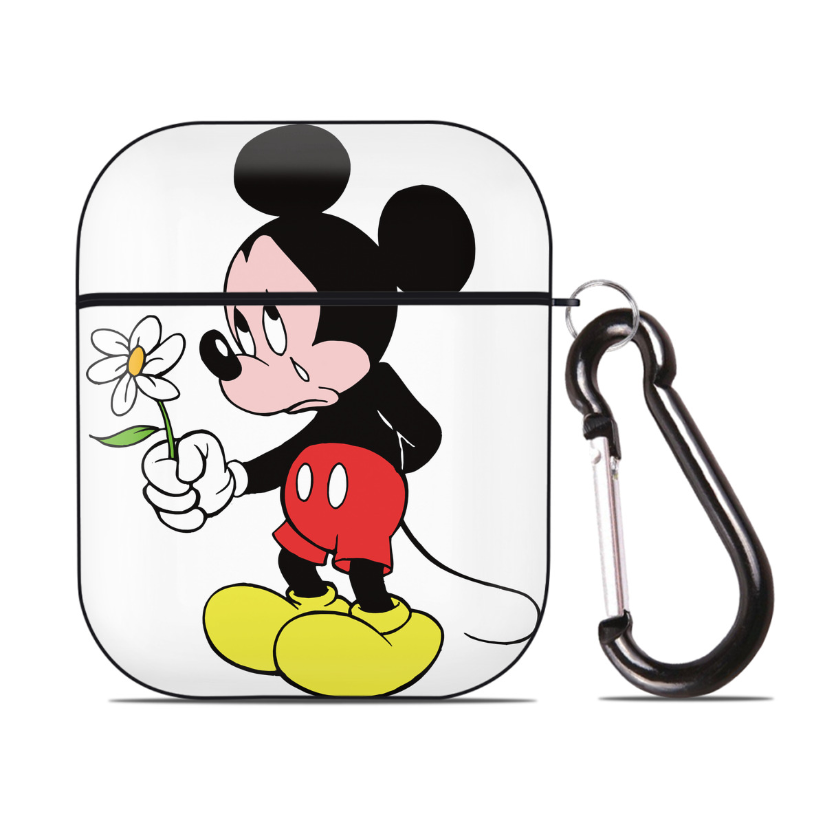 （画像用） ミッキーマウス Mickey Mouse AirPods 第2世代保護ケース ハードシェル ブラック 耐衝撃・防指紋・カラビナ付き