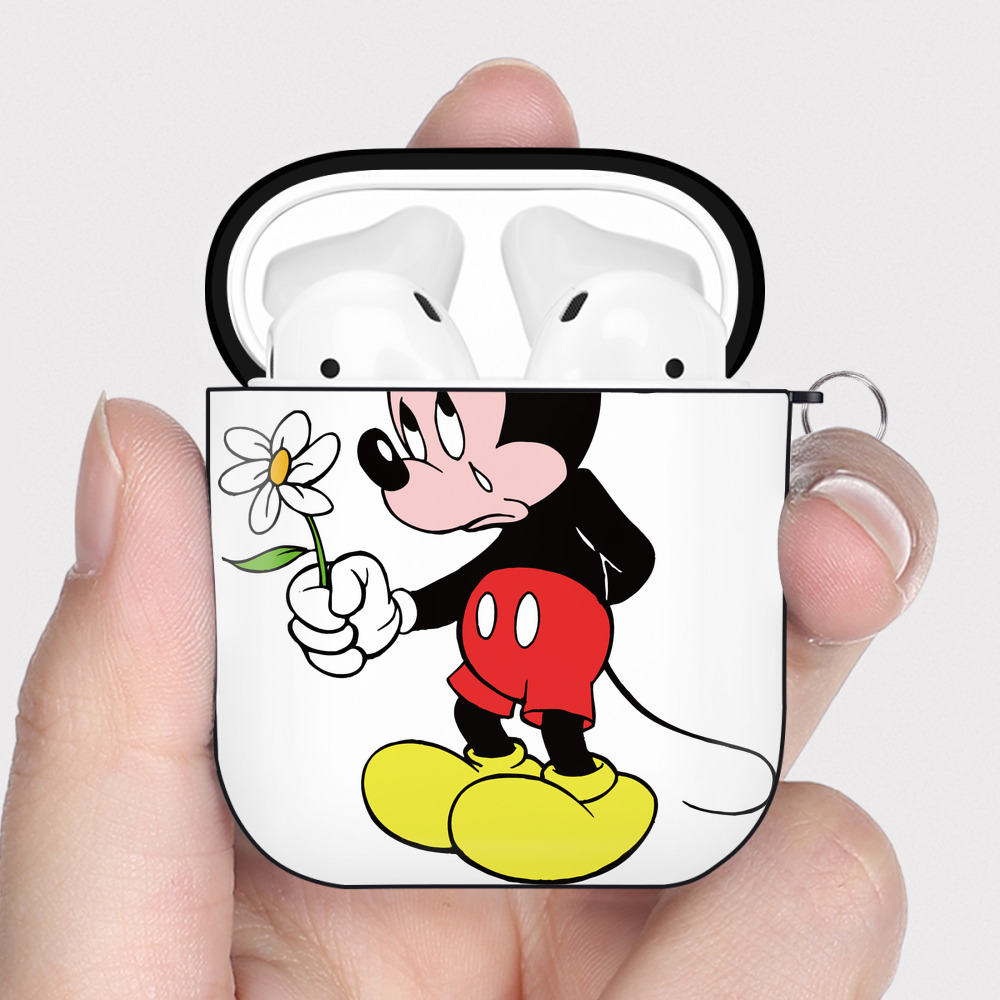 （画像用） ミッキーマウス Mickey Mouse AirPods 第2世代保護ケース ハードシェル ブラック 耐衝撃・防指紋・カラビナ付き