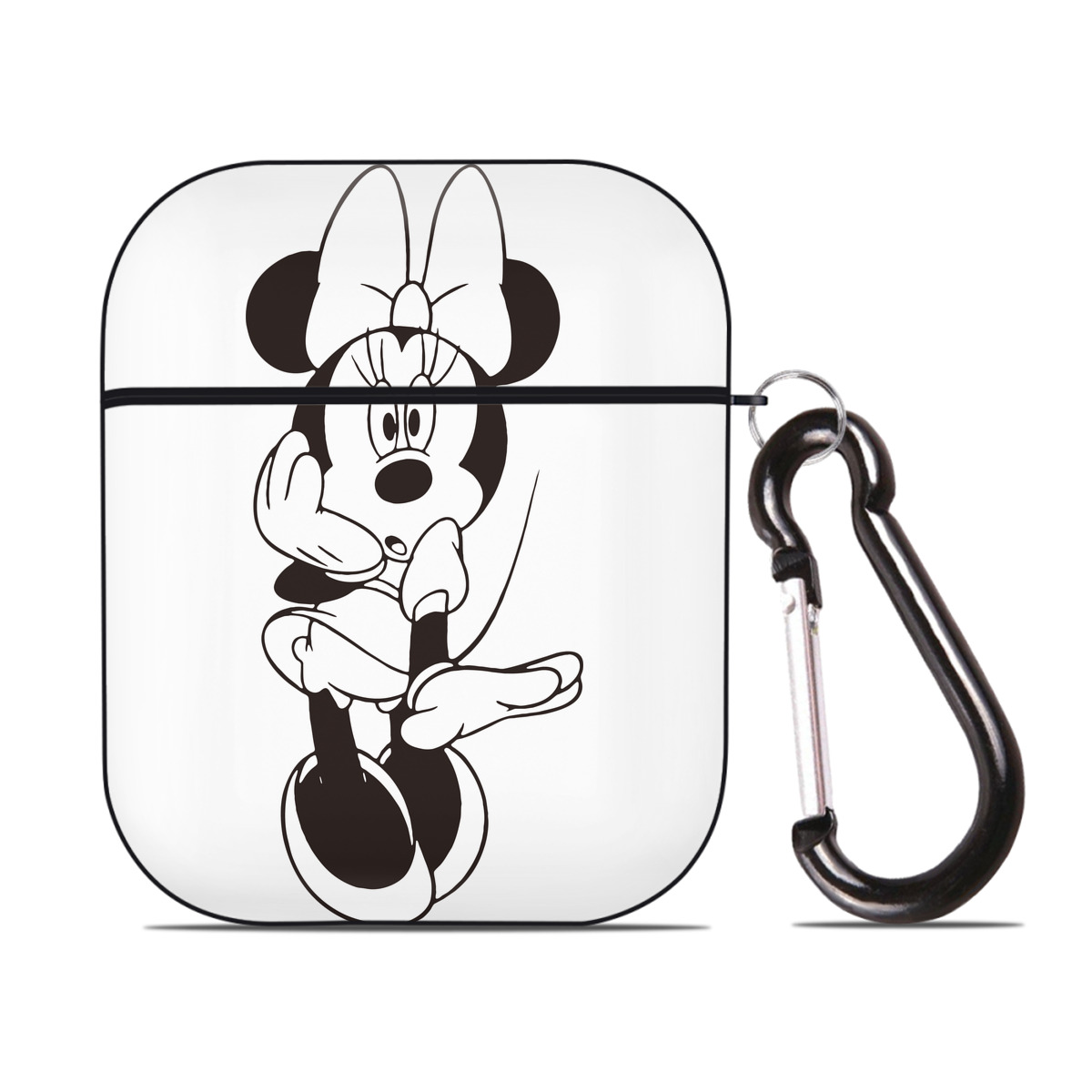 （画像用） ミッキーマウス Mickey Mouse AirPods 第2世代保護ケース ハードシェル ブラック 耐衝撃・防指紋・カラビナ付き