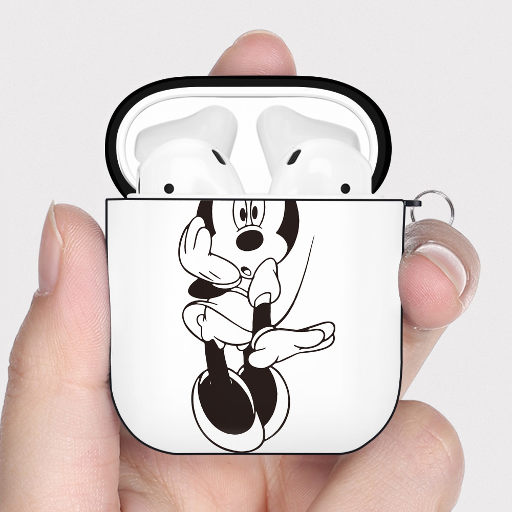 （画像用） ミッキーマウス Mickey Mouse AirPods 第2世代保護ケース ハードシェル ブラック 耐衝撃・防指紋・カラビナ付き