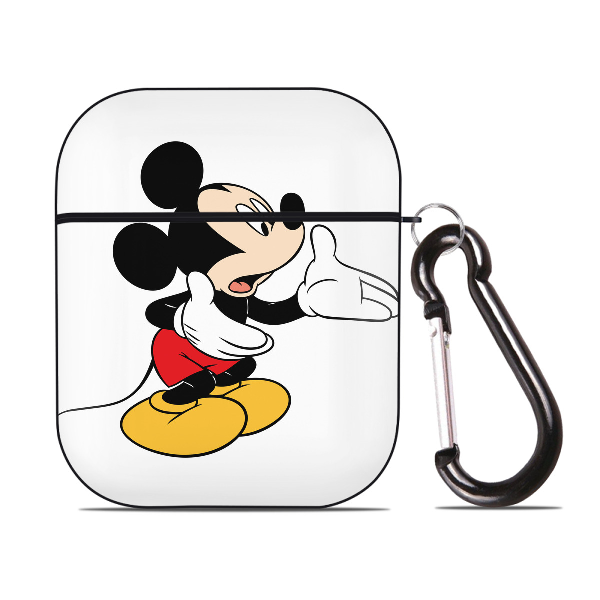（画像用） ミッキーマウス Mickey Mouse AirPods 第2世代保護ケース ハードシェル ブラック 耐衝撃・防指紋・カラビナ付き