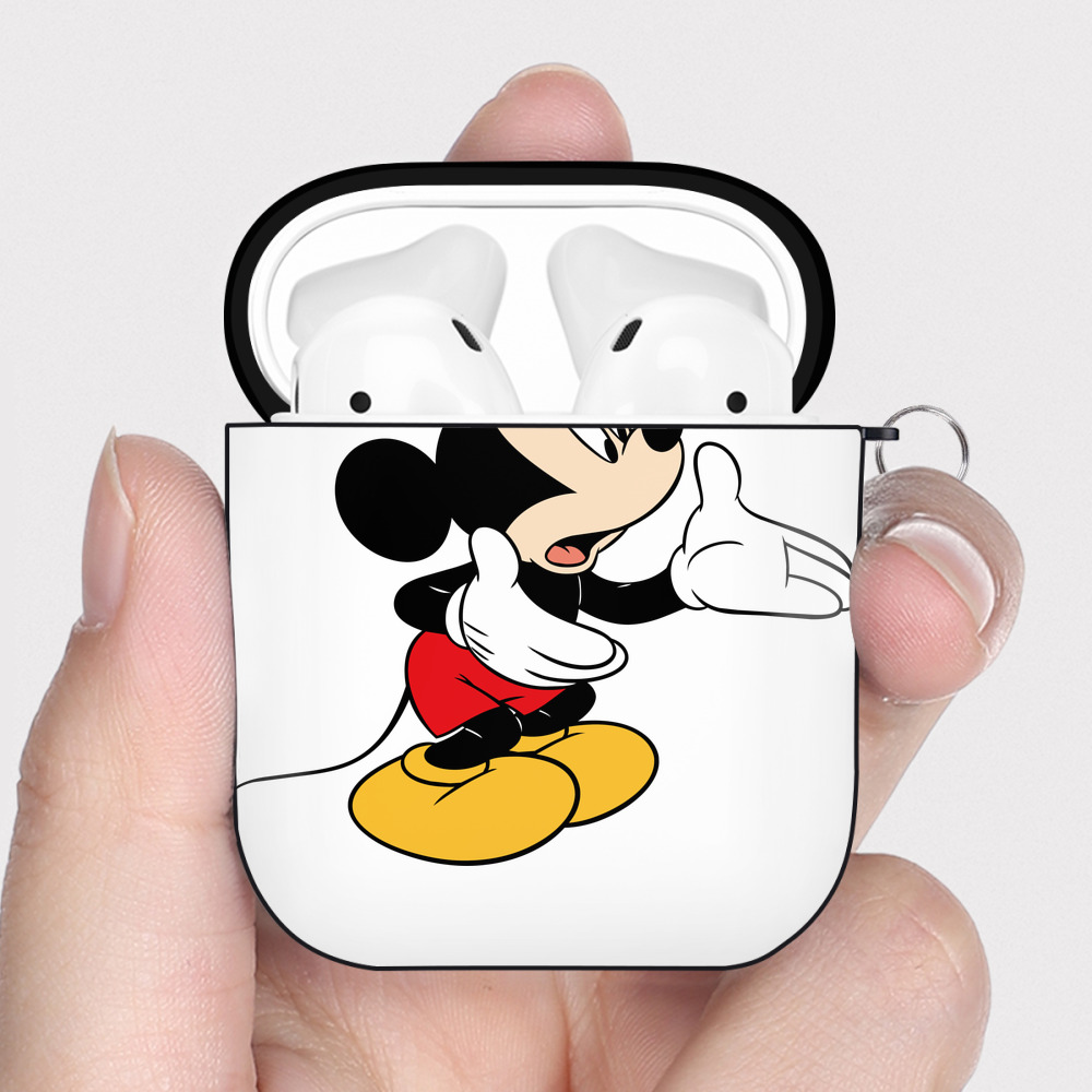 （画像用） ミッキーマウス Mickey Mouse AirPods 第2世代保護ケース ハードシェル ブラック 耐衝撃・防指紋・カラビナ付き