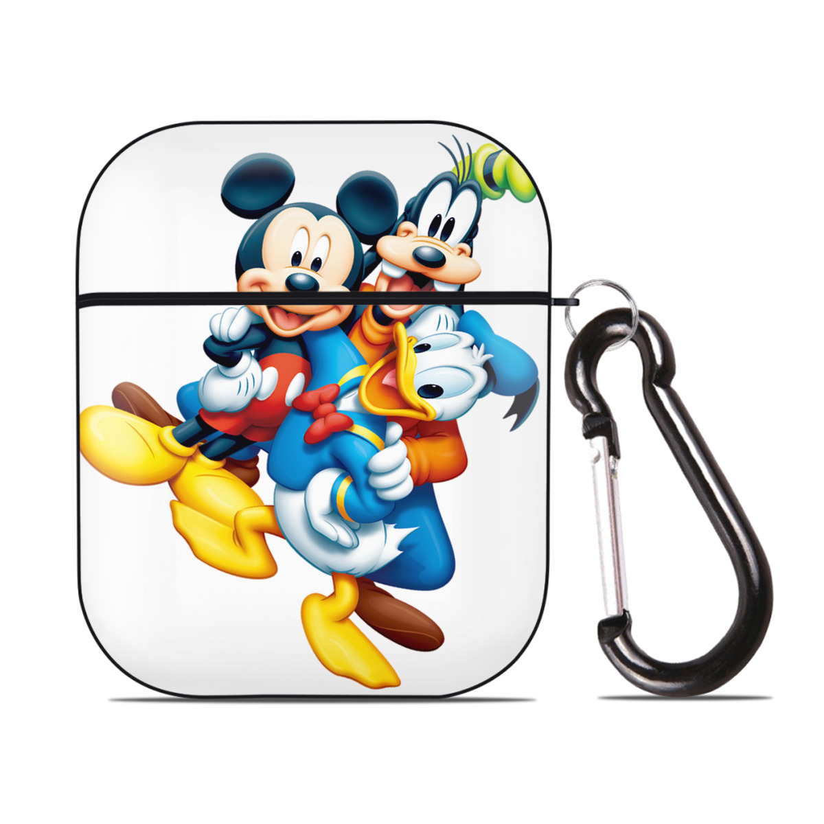 （画像用） ミッキーマウス Mickey Mouse AirPods 第2世代保護ケース ハードシェル ブラック 耐衝撃・防指紋・カラビナ付き