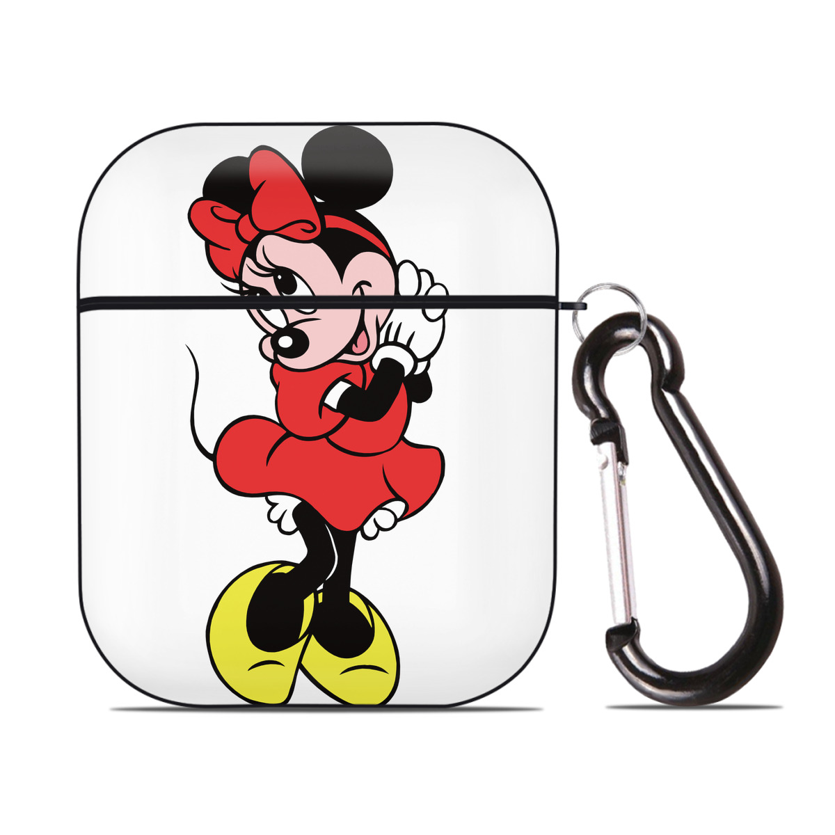 （画像用） ミッキーマウス Mickey Mouse AirPods 第2世代保護ケース ハードシェル ブラック 耐衝撃・防指紋・カラビナ付き