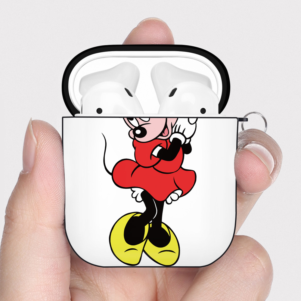 （画像用） ミッキーマウス Mickey Mouse AirPods 第2世代保護ケース ハードシェル ブラック 耐衝撃・防指紋・カラビナ付き