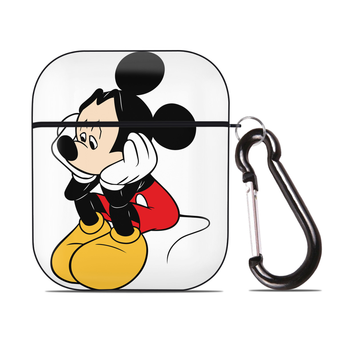 （画像用） ミッキーマウス Mickey Mouse AirPods 第2世代保護ケース ハードシェル ブラック 耐衝撃・防指紋・カラビナ付き