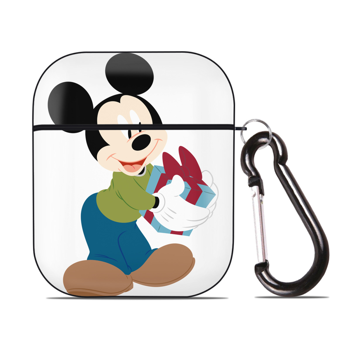 （画像用） ミッキーマウス Mickey Mouse AirPods 第2世代保護ケース ハードシェル ブラック 耐衝撃・防指紋・カラビナ付き