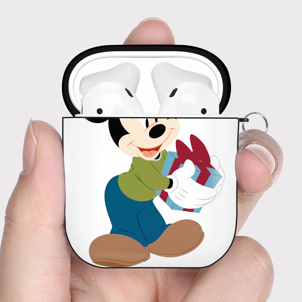 （画像用） ミッキーマウス Mickey Mouse AirPods 第2世代保護ケース ハードシェル ブラック 耐衝撃・防指紋・カラビナ付き