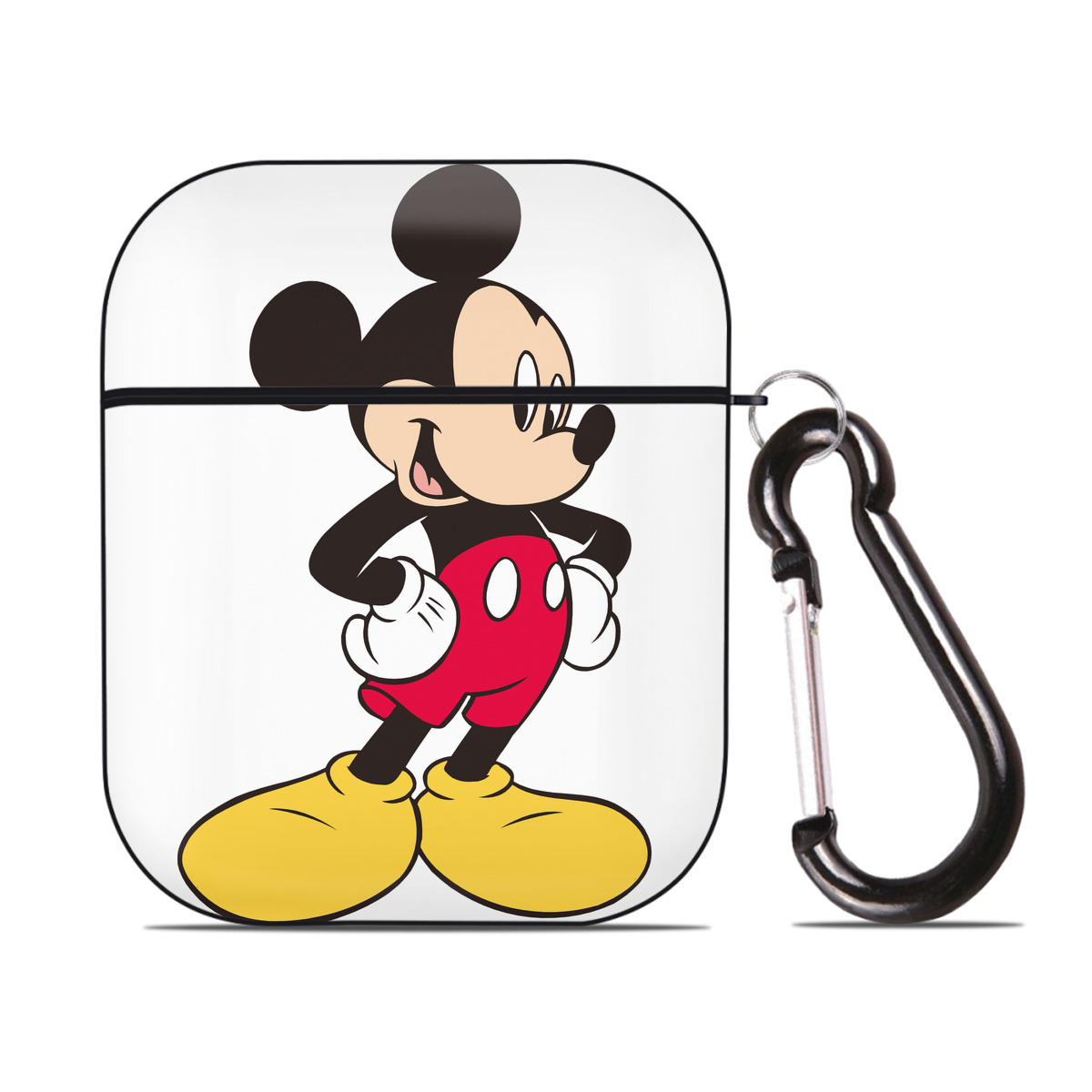 （画像用） ミッキーマウス Mickey Mouse AirPods 第2世代保護ケース ハードシェル ブラック 耐衝撃・防指紋・カラビナ付き