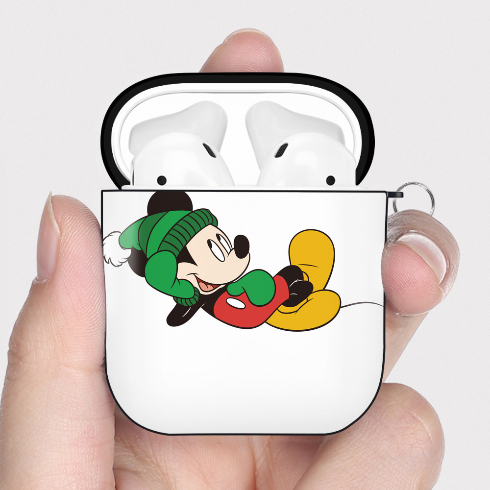 （画像用） ミッキーマウス Mickey Mouse AirPods 第2世代保護ケース ハードシェル ブラック 耐衝撃・防指紋・カラビナ付き