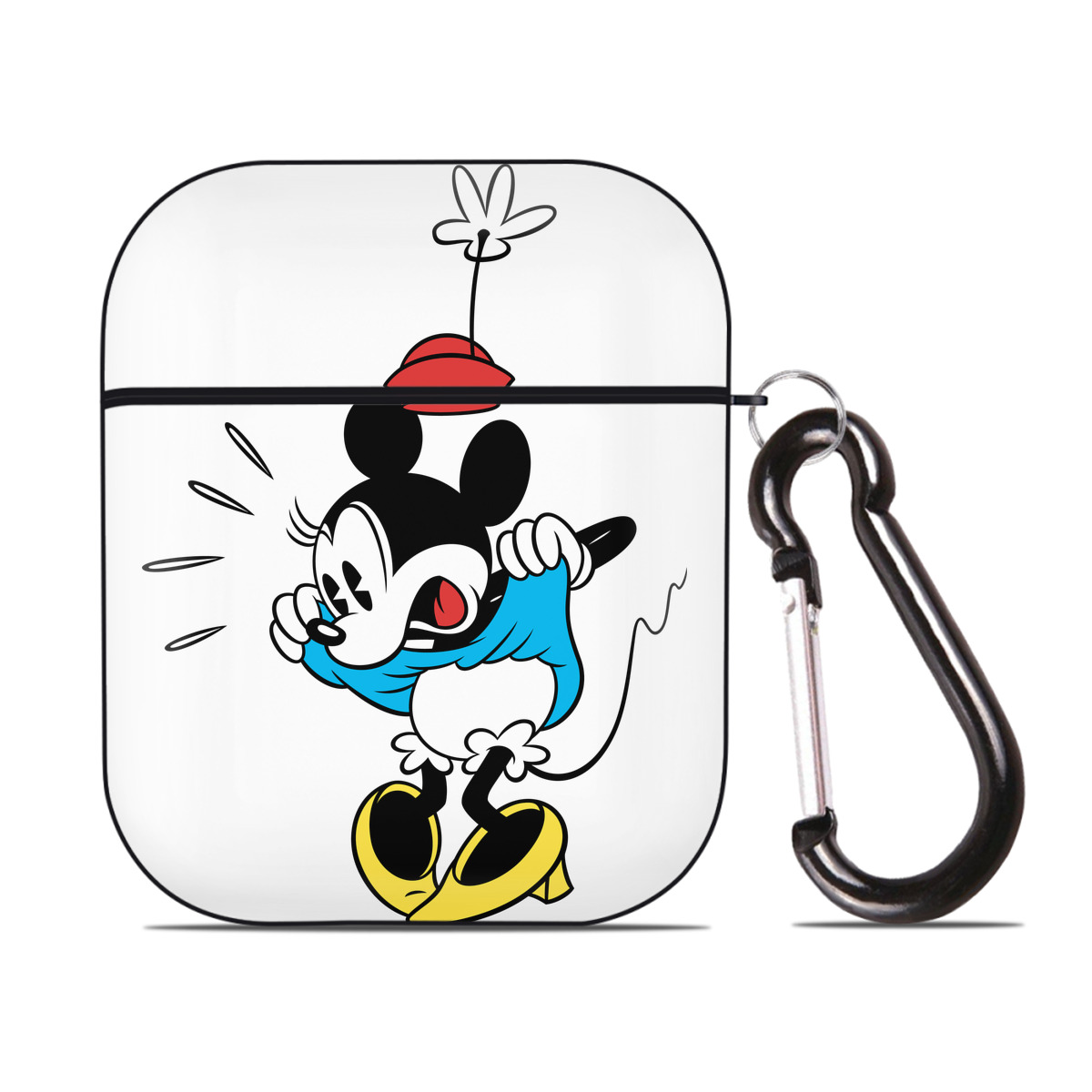 （画像用） ミッキーマウス Mickey Mouse AirPods 第2世代保護ケース ハードシェル ブラック 耐衝撃・防指紋・カラビナ付き