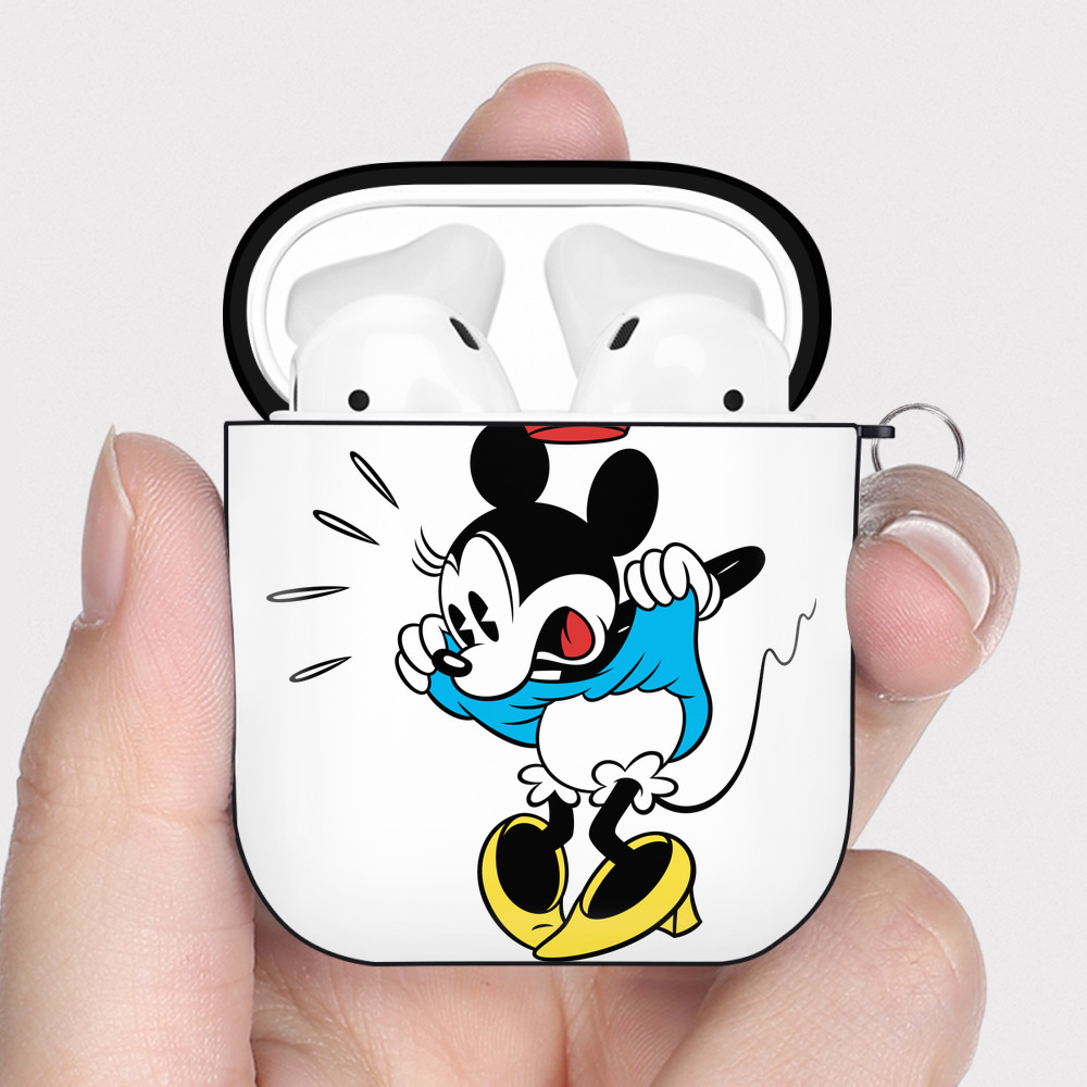 （画像用） ミッキーマウス Mickey Mouse AirPods 第2世代保護ケース ハードシェル ブラック 耐衝撃・防指紋・カラビナ付き