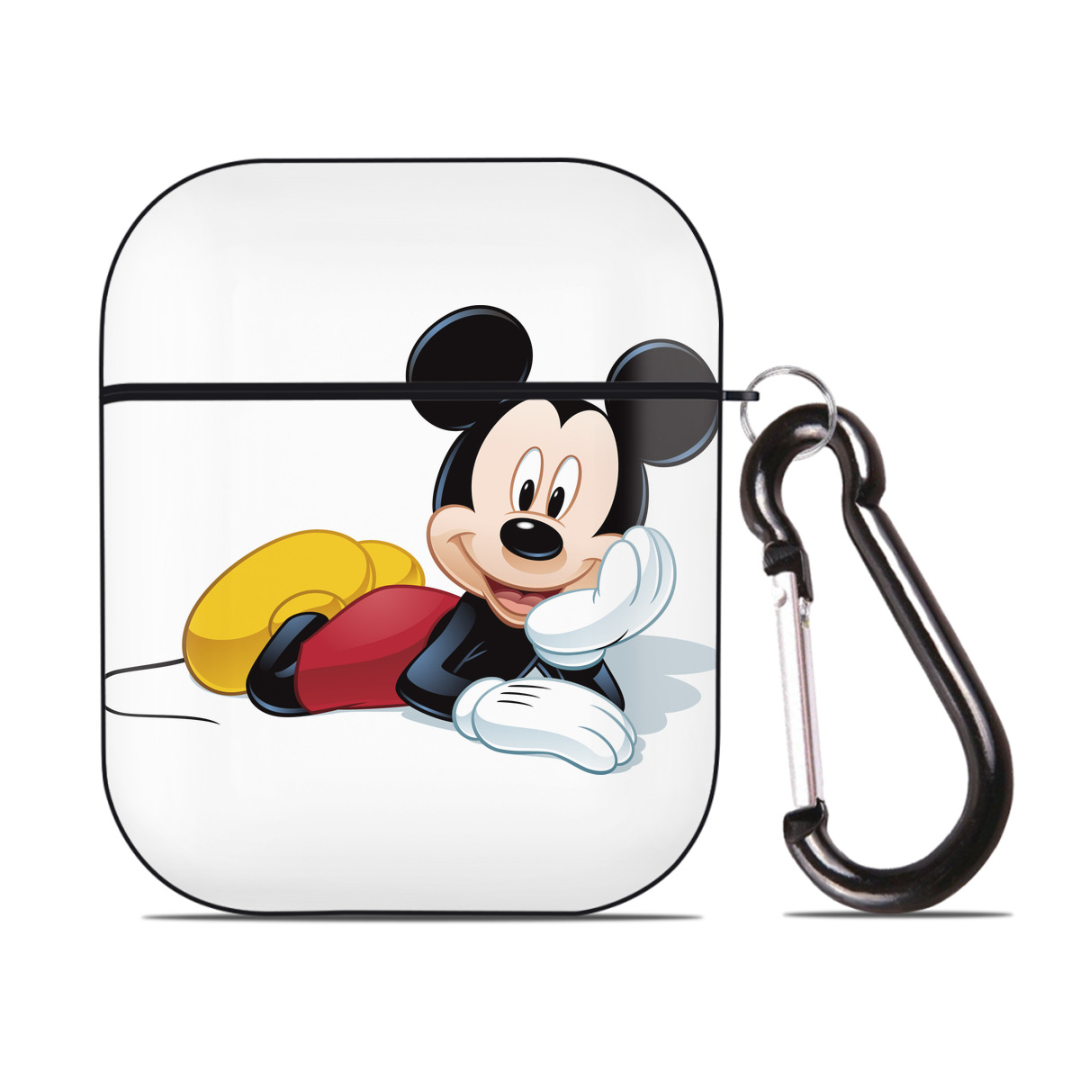 （画像用） ミッキーマウス Mickey Mouse AirPods 第2世代保護ケース ハードシェル ブラック 耐衝撃・防指紋・カラビナ付き