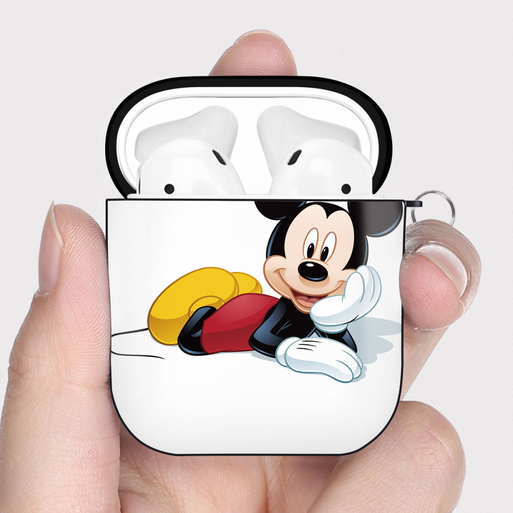 （画像用） ミッキーマウス Mickey Mouse AirPods 第2世代保護ケース ハードシェル ブラック 耐衝撃・防指紋・カラビナ付き