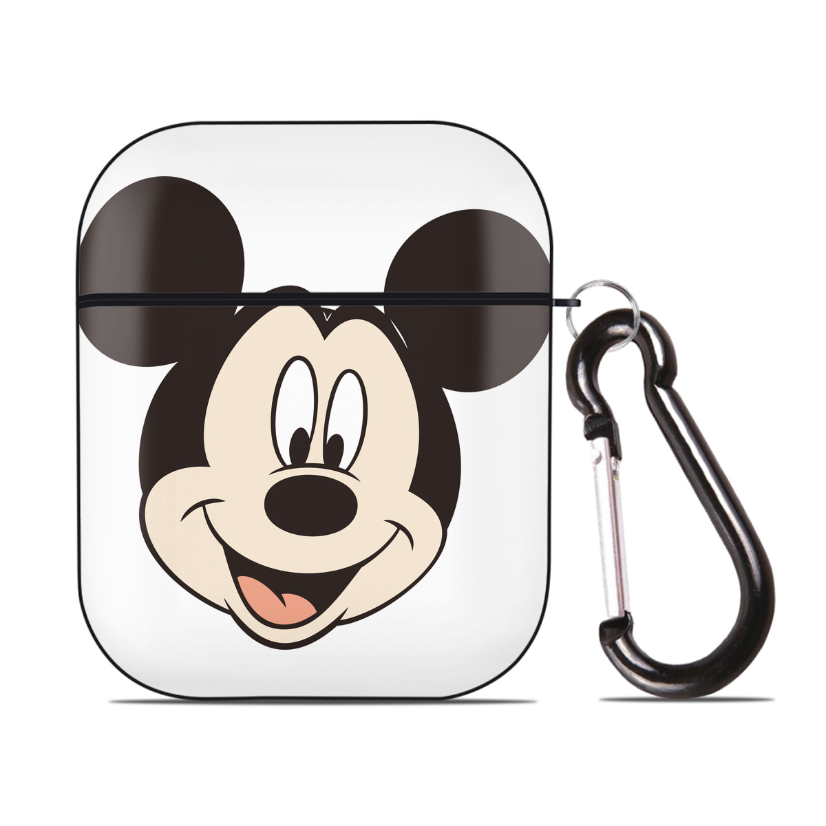 （画像用） ミッキーマウス Mickey Mouse AirPods 第2世代保護ケース ハードシェル ブラック 耐衝撃・防指紋・カラビナ付き