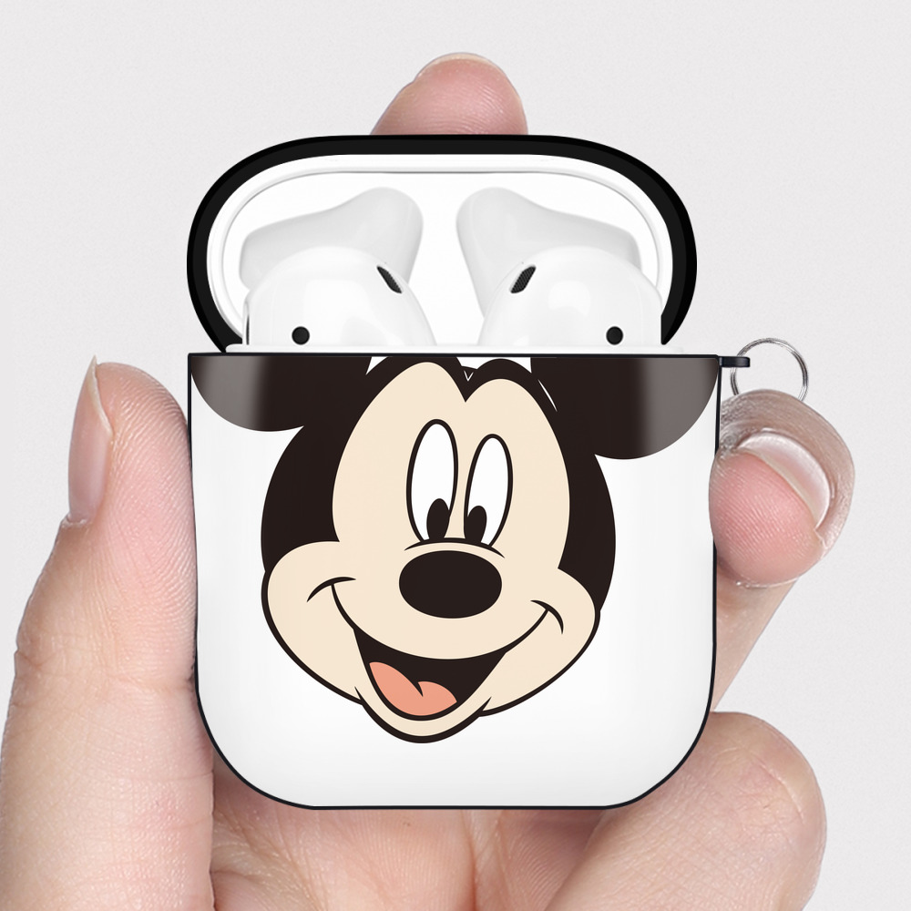 （画像用） ミッキーマウス Mickey Mouse AirPods 第2世代保護ケース ハードシェル ブラック 耐衝撃・防指紋・カラビナ付き
