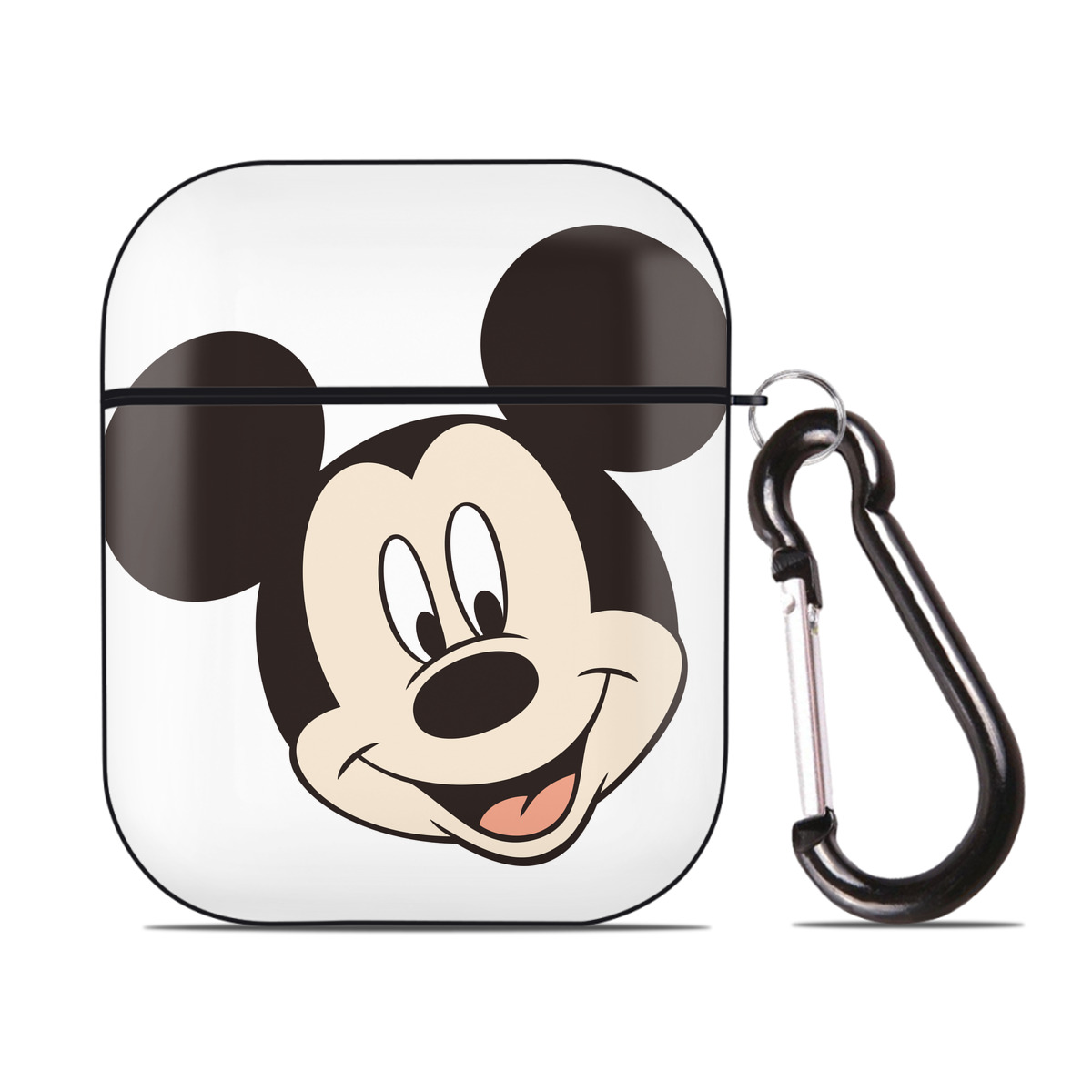 （画像用） ミッキーマウス Mickey Mouse AirPods 第2世代保護ケース ハードシェル ブラック 耐衝撃・防指紋・カラビナ付き