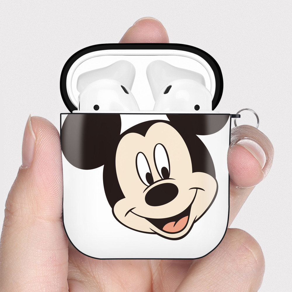 （画像用） ミッキーマウス Mickey Mouse AirPods 第2世代保護ケース ハードシェル ブラック 耐衝撃・防指紋・カラビナ付き