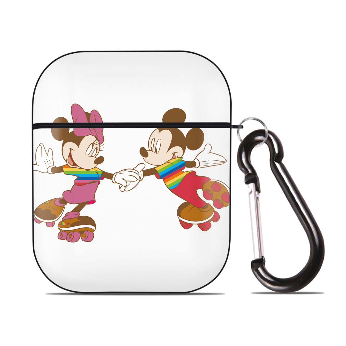 （画像用） ミッキーマウス Mickey Mouse AirPods 第2世代保護ケース ハードシェル ブラック 耐衝撃・防指紋・カラビナ付き