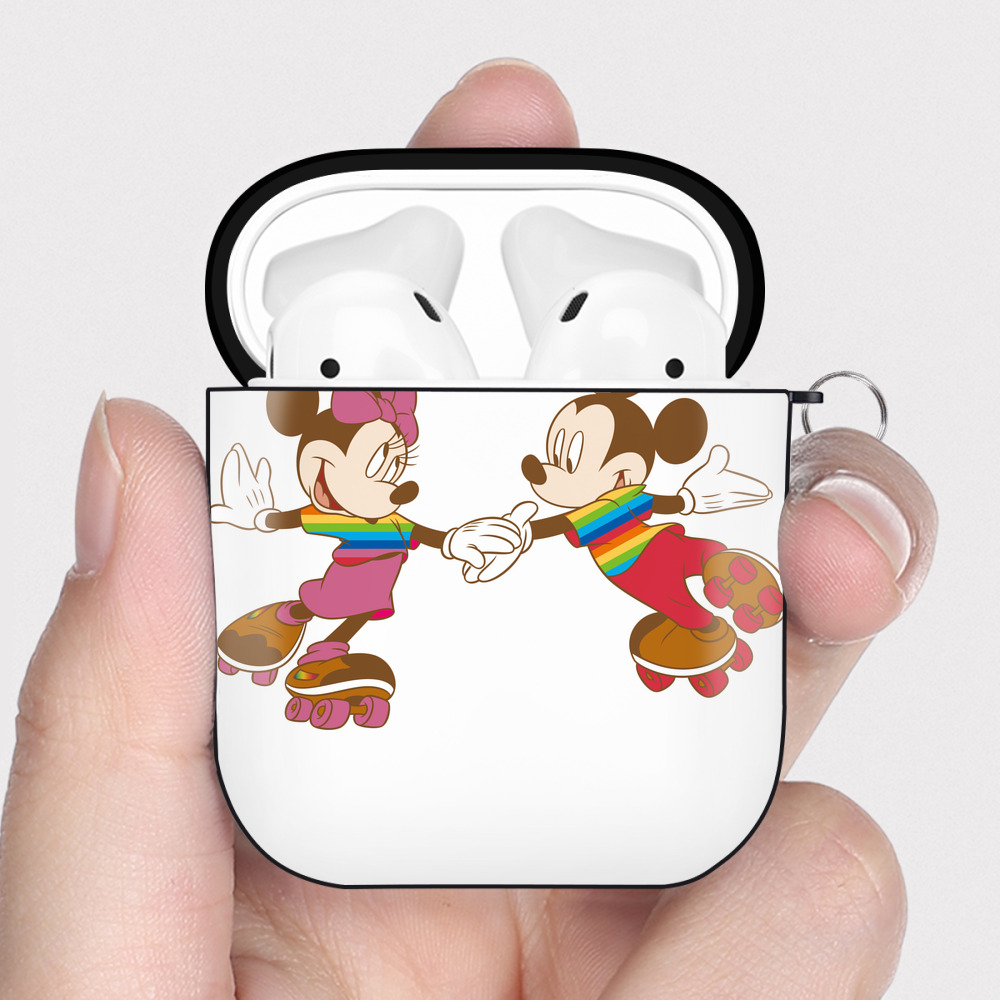 （画像用） ミッキーマウス Mickey Mouse AirPods 第2世代保護ケース ハードシェル ブラック 耐衝撃・防指紋・カラビナ付き