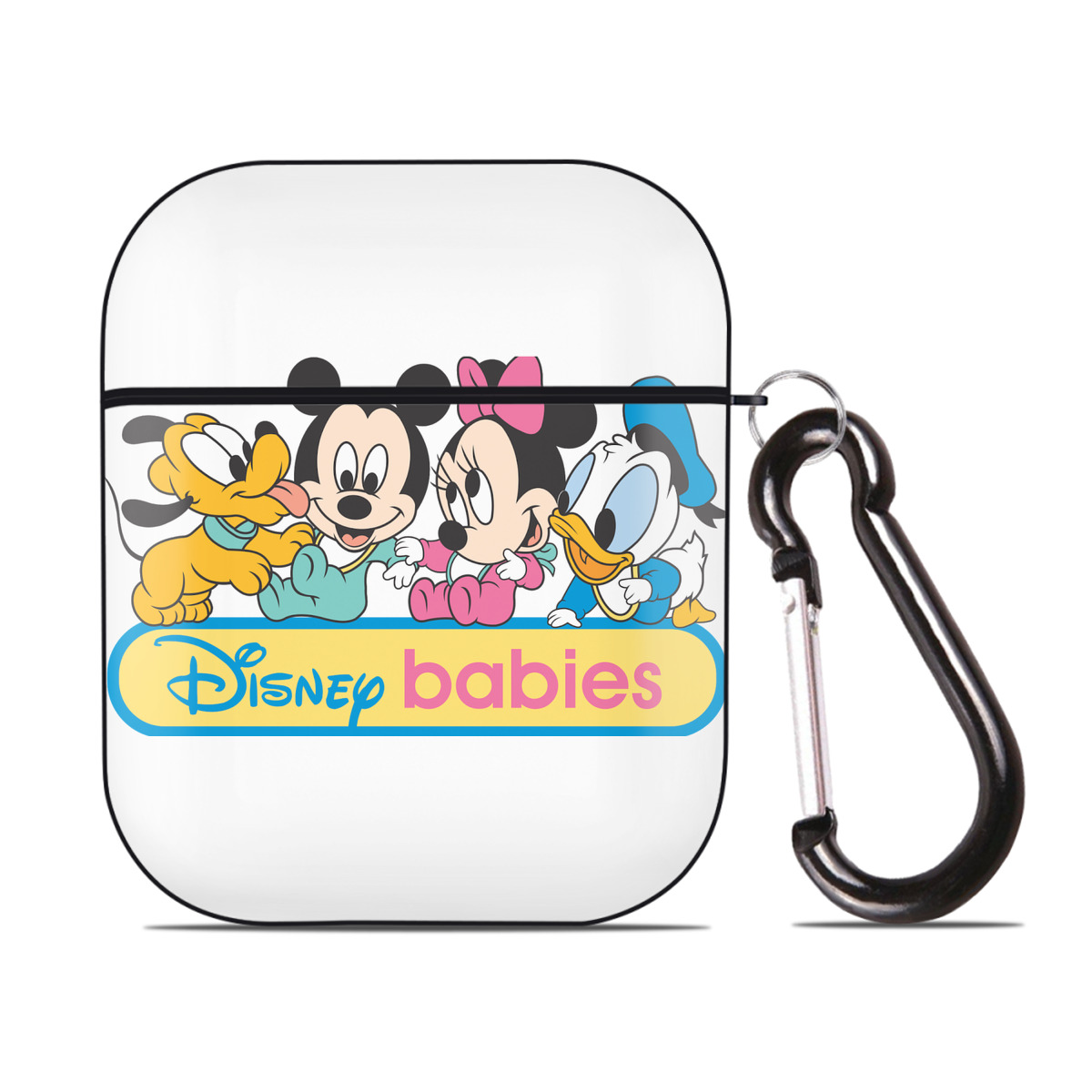 （画像用） ミッキーマウス Mickey Mouse AirPods 第2世代保護ケース ハードシェル ブラック 耐衝撃・防指紋・カラビナ付き