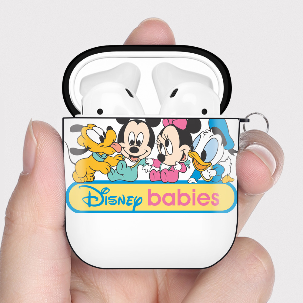 （画像用） ミッキーマウス Mickey Mouse AirPods 第2世代保護ケース ハードシェル ブラック 耐衝撃・防指紋・カラビナ付き