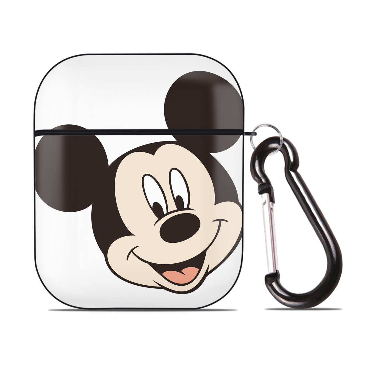 （画像用） ミッキーマウス Mickey Mouse AirPods 第2世代保護ケース ハードシェル ブラック 耐衝撃・防指紋・カラビナ付き