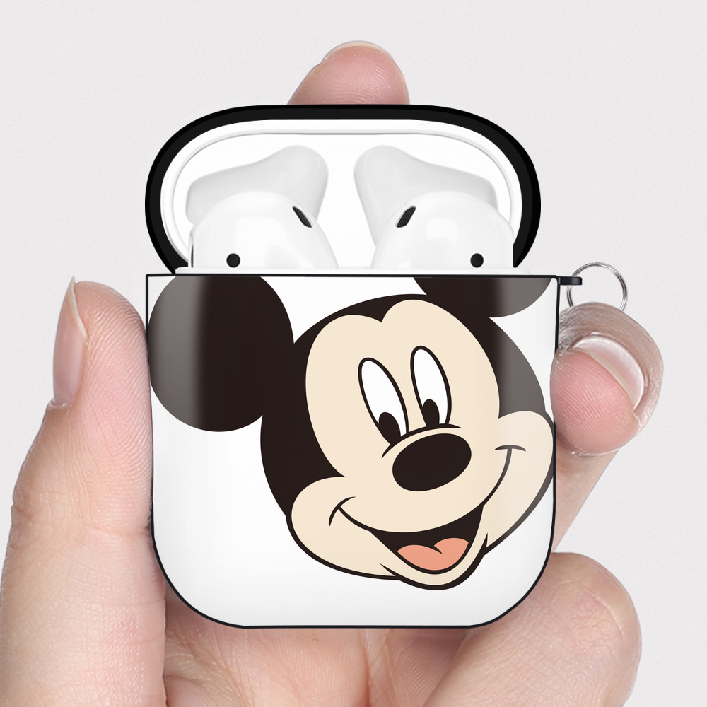 （画像用） ミッキーマウス Mickey Mouse AirPods 第2世代保護ケース ハードシェル ブラック 耐衝撃・防指紋・カラビナ付き