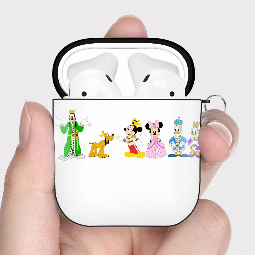 （画像用） ミッキーマウス Mickey Mouse AirPods 第2世代保護ケース ハードシェル ブラック 耐衝撃・防指紋・カラビナ付き