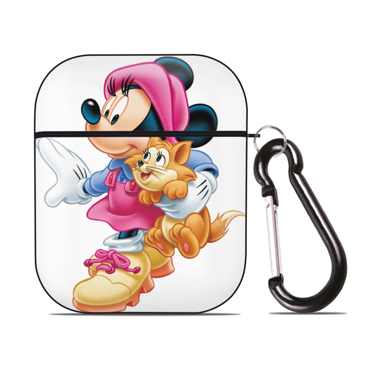 （画像用） ミッキーマウス Mickey Mouse AirPods 第2世代保護ケース ハードシェル ブラック 耐衝撃・防指紋・カラビナ付き