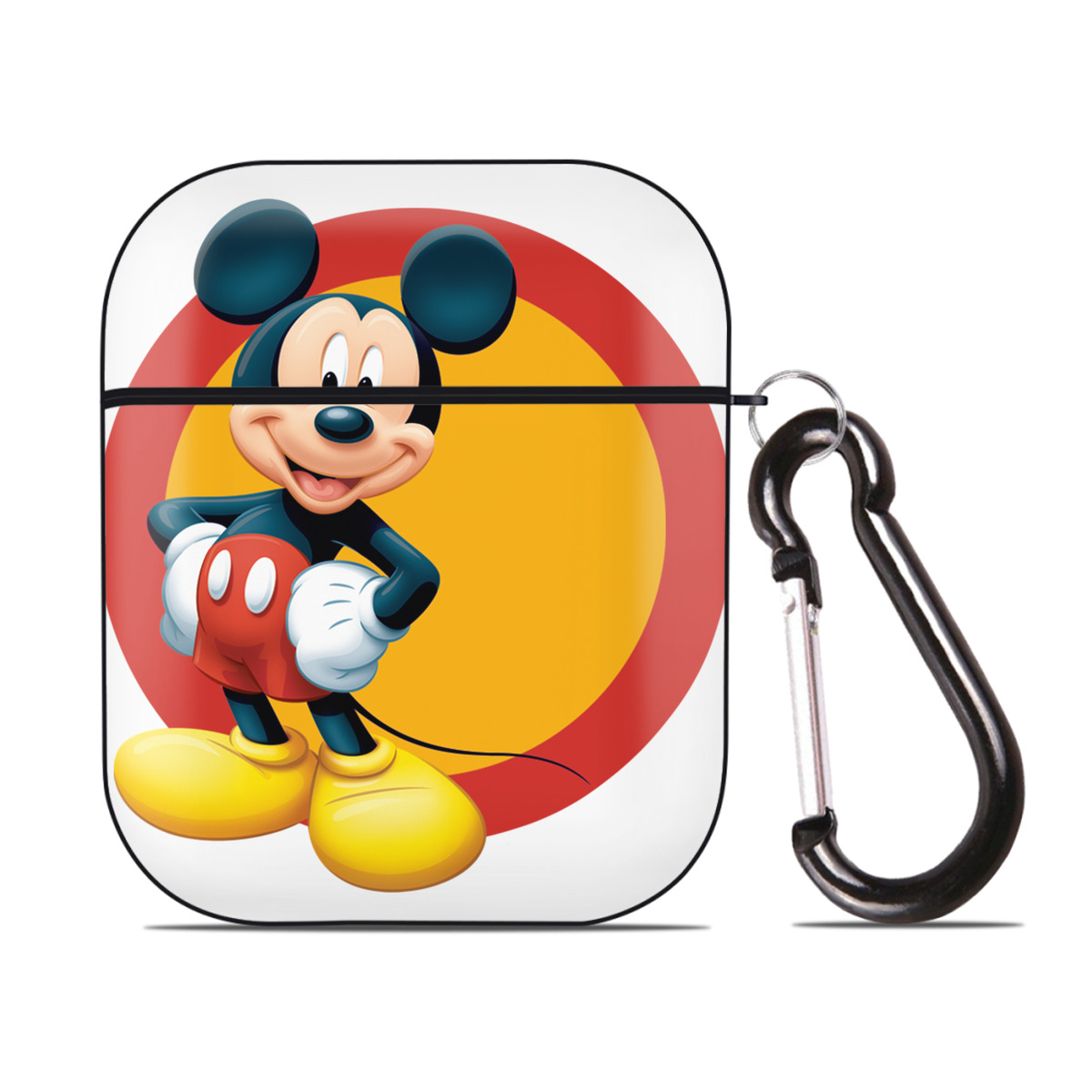 （画像用） ミッキーマウス Mickey Mouse AirPods 第2世代保護ケース ハードシェル ブラック 耐衝撃・防指紋・カラビナ付き