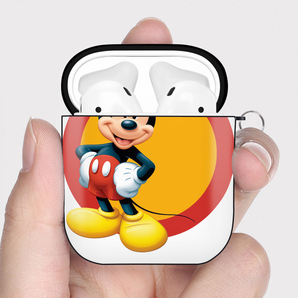 （画像用） ミッキーマウス Mickey Mouse AirPods 第2世代保護ケース ハードシェル ブラック 耐衝撃・防指紋・カラビナ付き