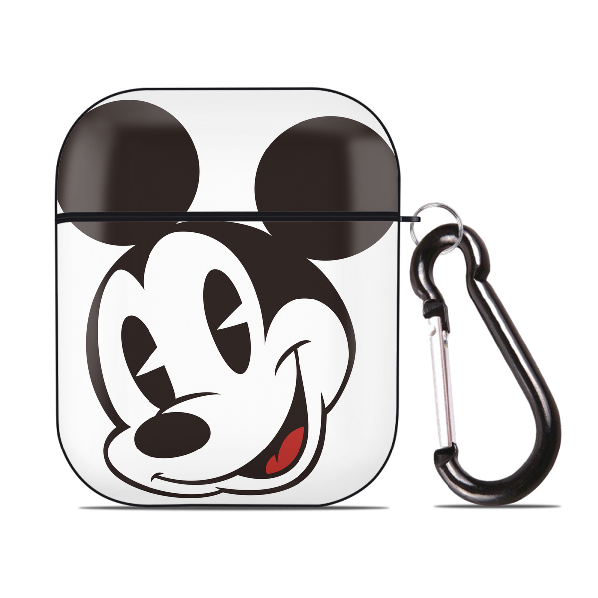 （画像用） ミッキーマウス Mickey Mouse AirPods 第2世代保護ケース ハードシェル ブラック 耐衝撃・防指紋・カラビナ付き