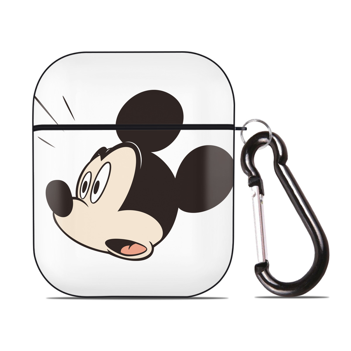 （画像用） ミッキーマウス Mickey Mouse AirPods 第2世代保護ケース ハードシェル ブラック 耐衝撃・防指紋・カラビナ付き