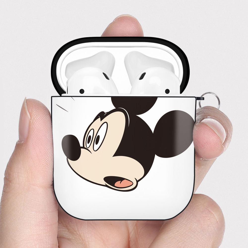 （画像用） ミッキーマウス Mickey Mouse AirPods 第2世代保護ケース ハードシェル ブラック 耐衝撃・防指紋・カラビナ付き
