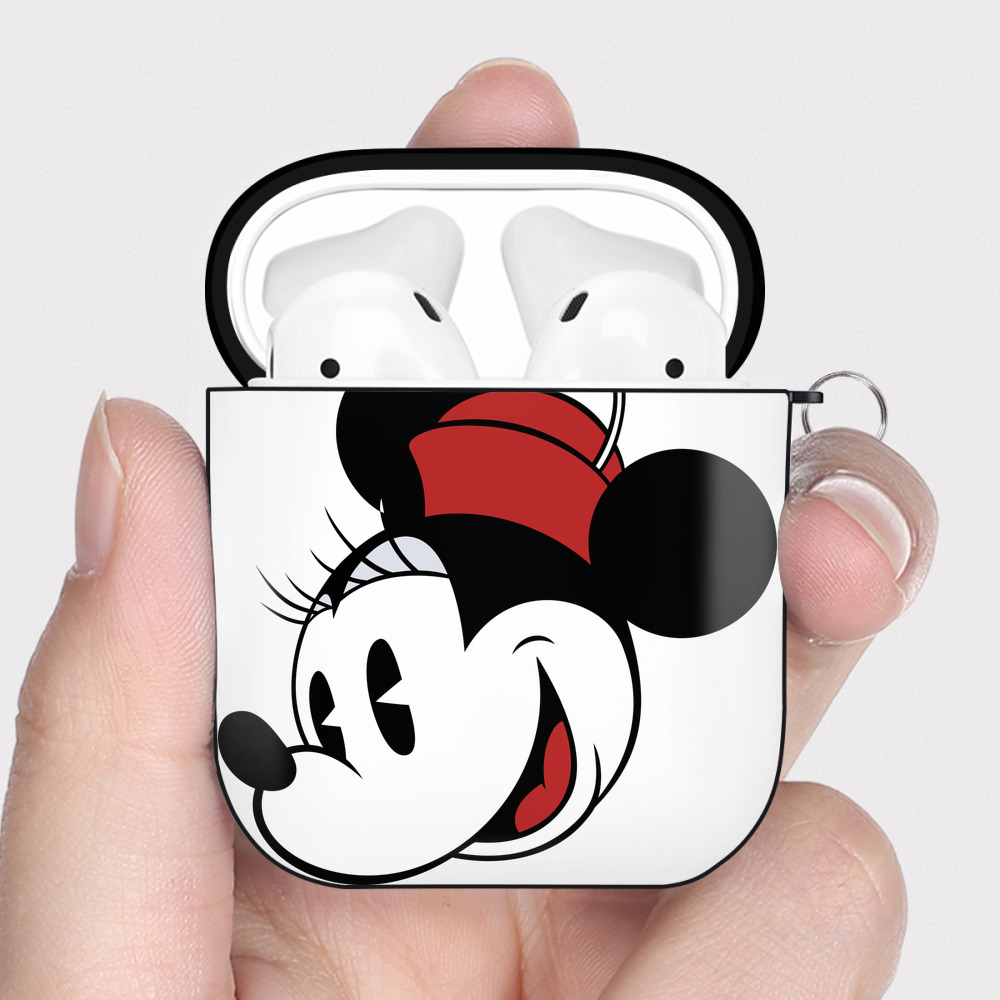 （画像用） ミッキーマウス Mickey Mouse AirPods 第2世代保護ケース ハードシェル ブラック 耐衝撃・防指紋・カラビナ付き