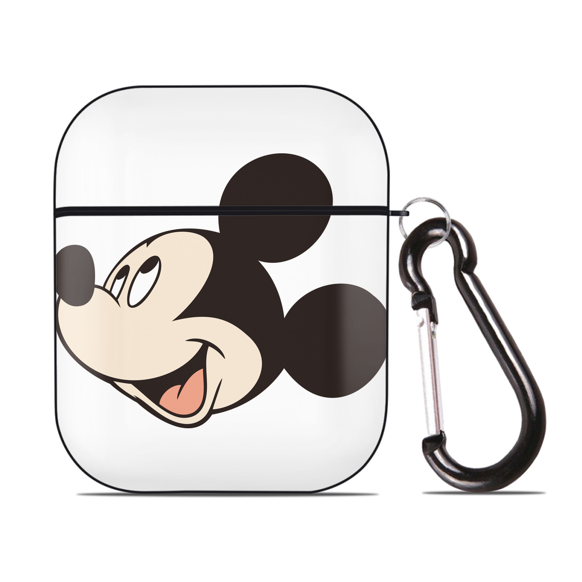 （画像用） ミッキーマウス Mickey Mouse AirPods 第2世代保護ケース ハードシェル ブラック 耐衝撃・防指紋・カラビナ付き