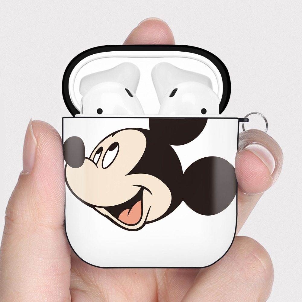 （画像用） ミッキーマウス Mickey Mouse AirPods 第2世代保護ケース ハードシェル ブラック 耐衝撃・防指紋・カラビナ付き