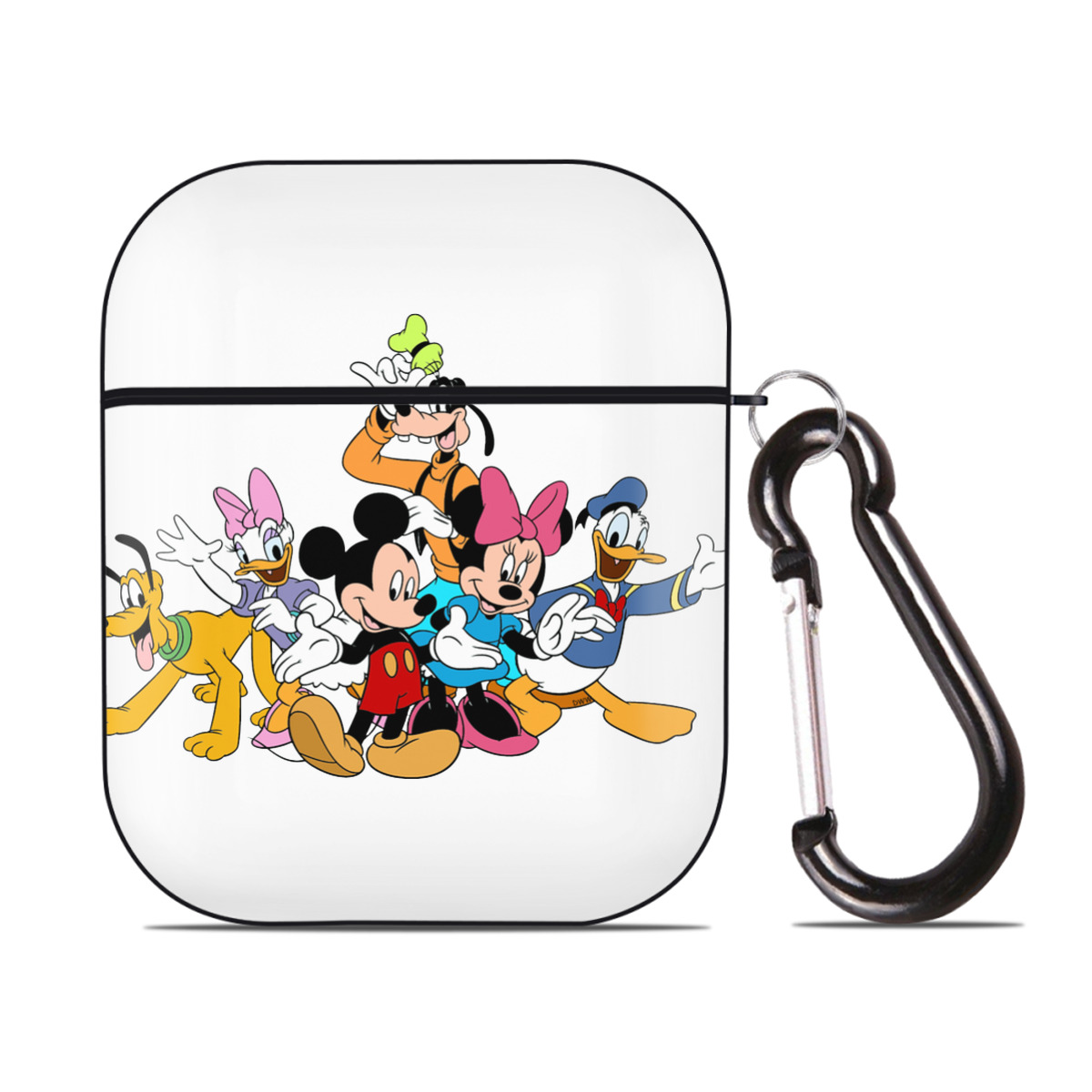（画像用） ミッキーマウス Mickey Mouse AirPods 第2世代保護ケース ハードシェル ブラック 耐衝撃・防指紋・カラビナ付き