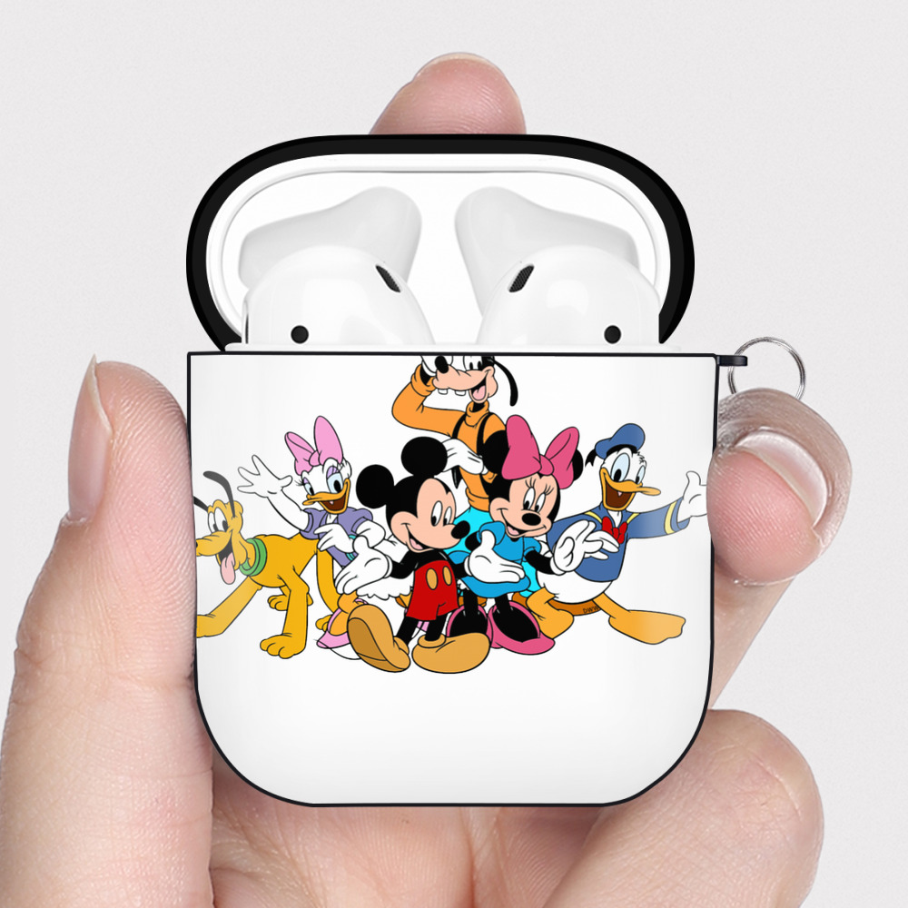 （画像用） ミッキーマウス Mickey Mouse AirPods 第2世代保護ケース ハードシェル ブラック 耐衝撃・防指紋・カラビナ付き
