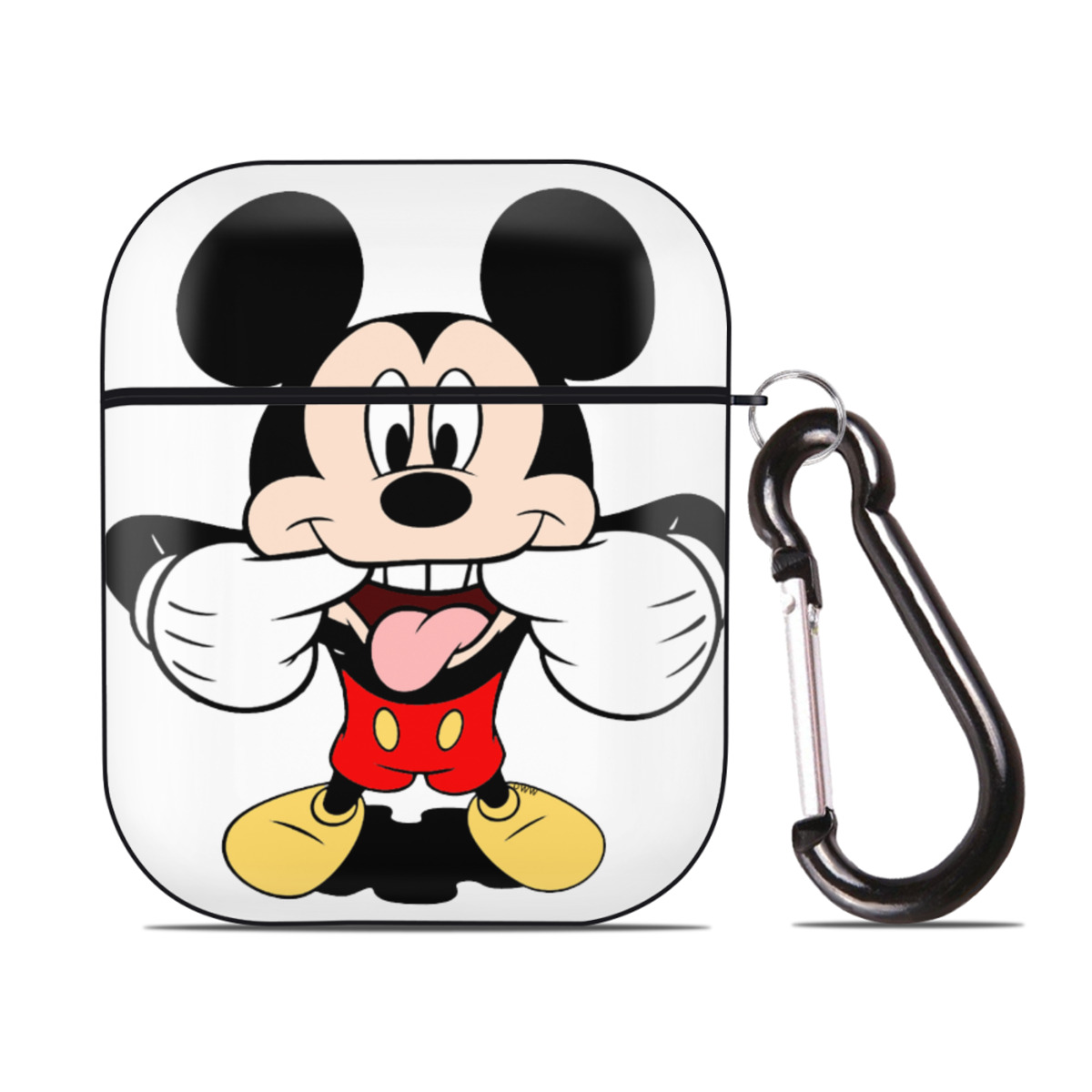 （画像用） ミッキーマウス Mickey Mouse AirPods 第2世代保護ケース ハードシェル ブラック 耐衝撃・防指紋・カラビナ付き