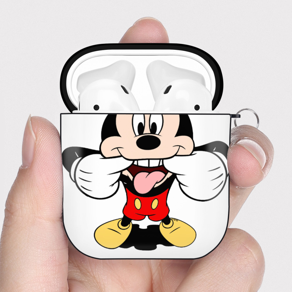 （画像用） ミッキーマウス Mickey Mouse AirPods 第2世代保護ケース ハードシェル ブラック 耐衝撃・防指紋・カラビナ付き