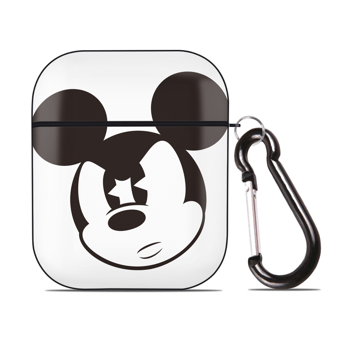 （画像用） ミッキーマウス Mickey Mouse AirPods 第2世代保護ケース ハードシェル ブラック 耐衝撃・防指紋・カラビナ付き