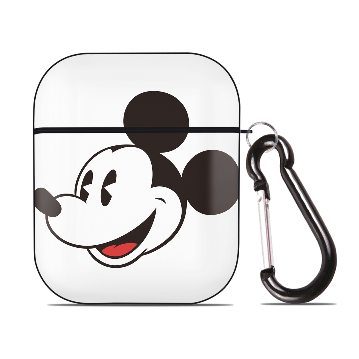 （画像用） ミッキーマウス Mickey Mouse AirPods 第2世代保護ケース ハードシェル ブラック 耐衝撃・防指紋・カラビナ付き