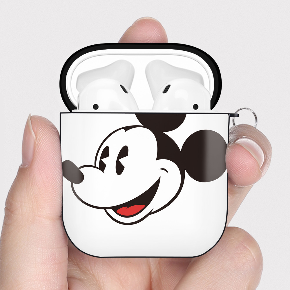 （画像用） ミッキーマウス Mickey Mouse AirPods 第2世代保護ケース ハードシェル ブラック 耐衝撃・防指紋・カラビナ付き