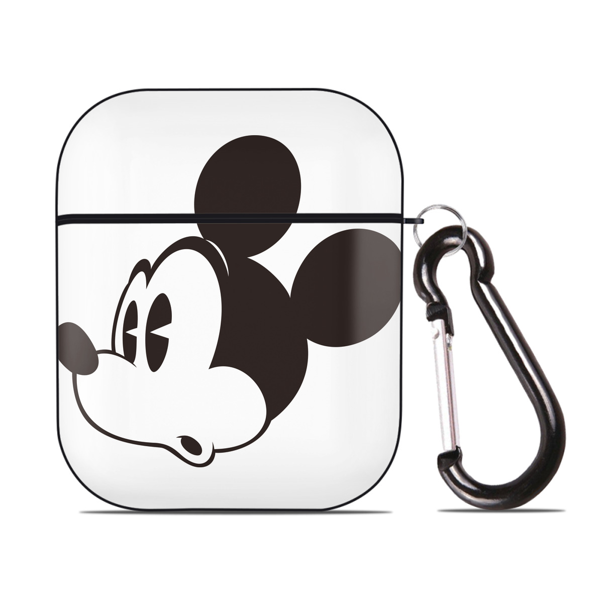 （画像用） ミッキーマウス Mickey Mouse AirPods 第2世代保護ケース ハードシェル ブラック 耐衝撃・防指紋・カラビナ付き