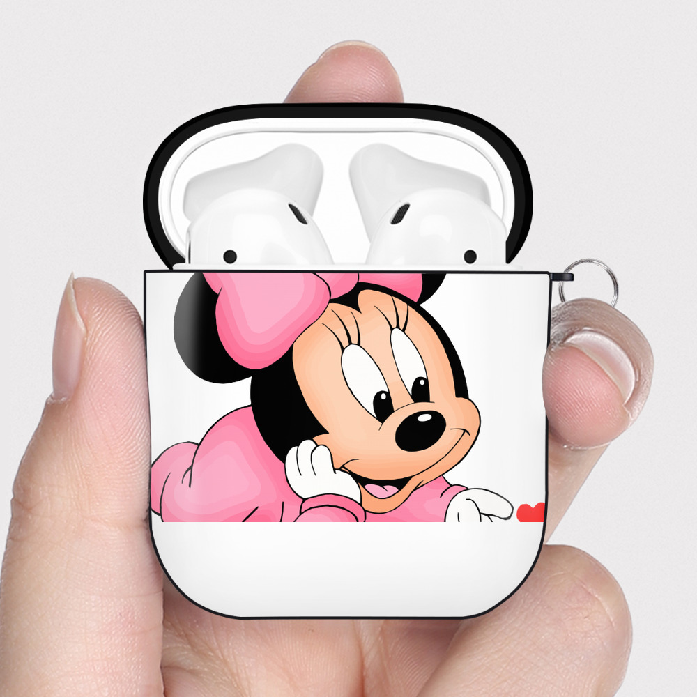 （画像用） ミッキーマウス Mickey Mouse AirPods 第2世代保護ケース ハードシェル ブラック 耐衝撃・防指紋・カラビナ付き